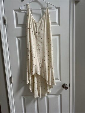 Cream Slip Dress with Red Polka Dots